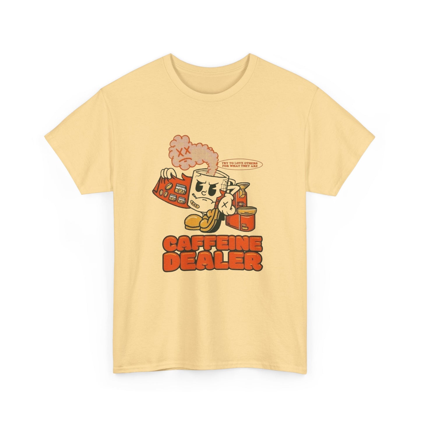 Caffeine Dealer Funny Graphic T Shirt Unisex Heavy Cotton Tee