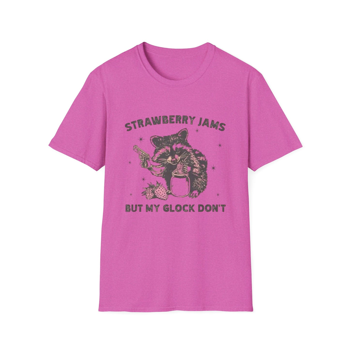 Strawberry Jams But My Glock Dont Graphic T Shirt Funny Joke Unisex Softstyle