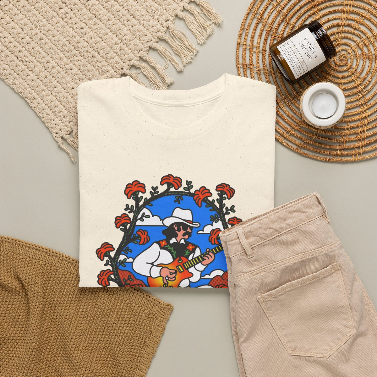 Romanceur Guitar Player Illustration T-Shirt Men's Graphic Tee