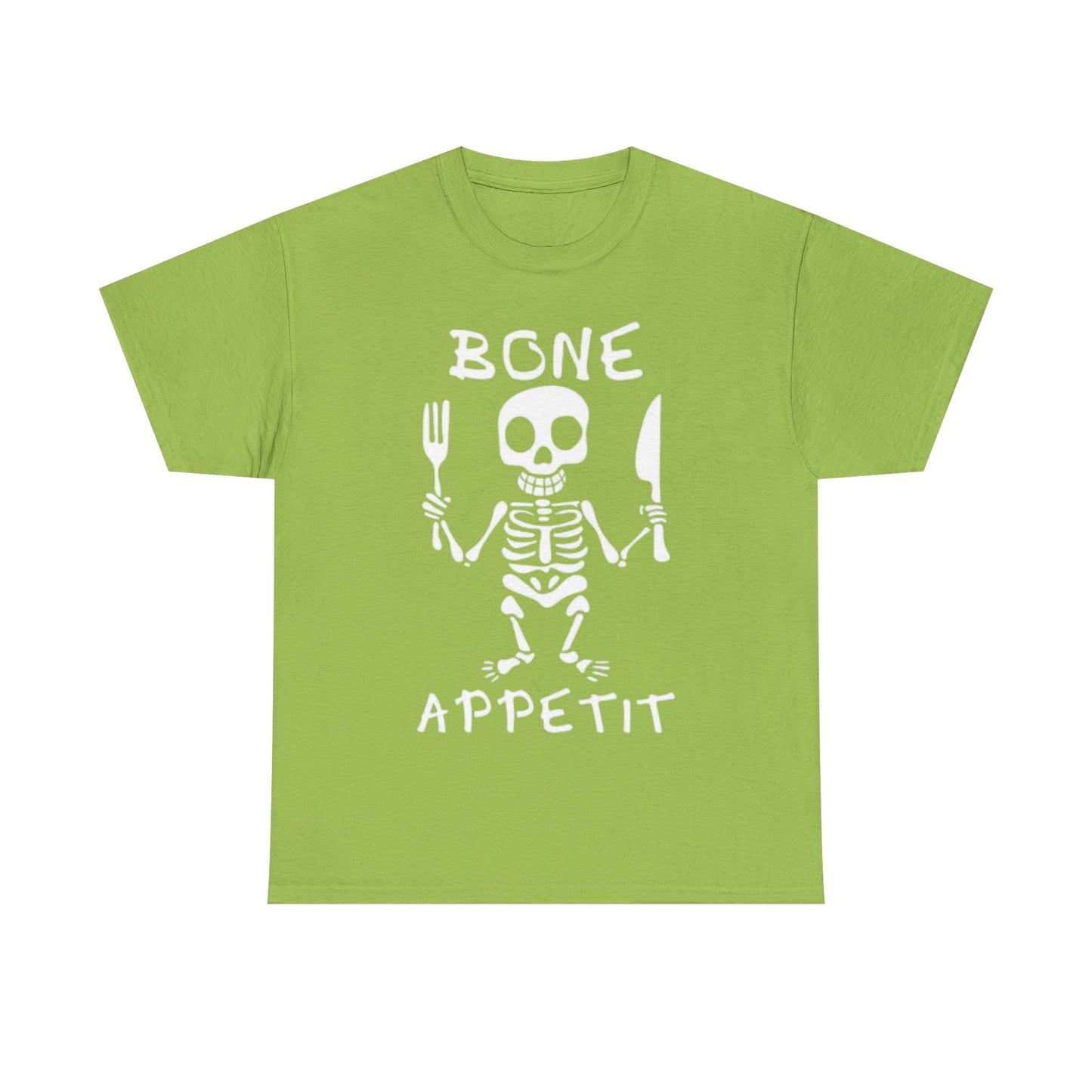 Bone Appetit Shirt Funny Comedy Jokes Skeleton Chef Sous Unisex Heavy Cotton Tee
