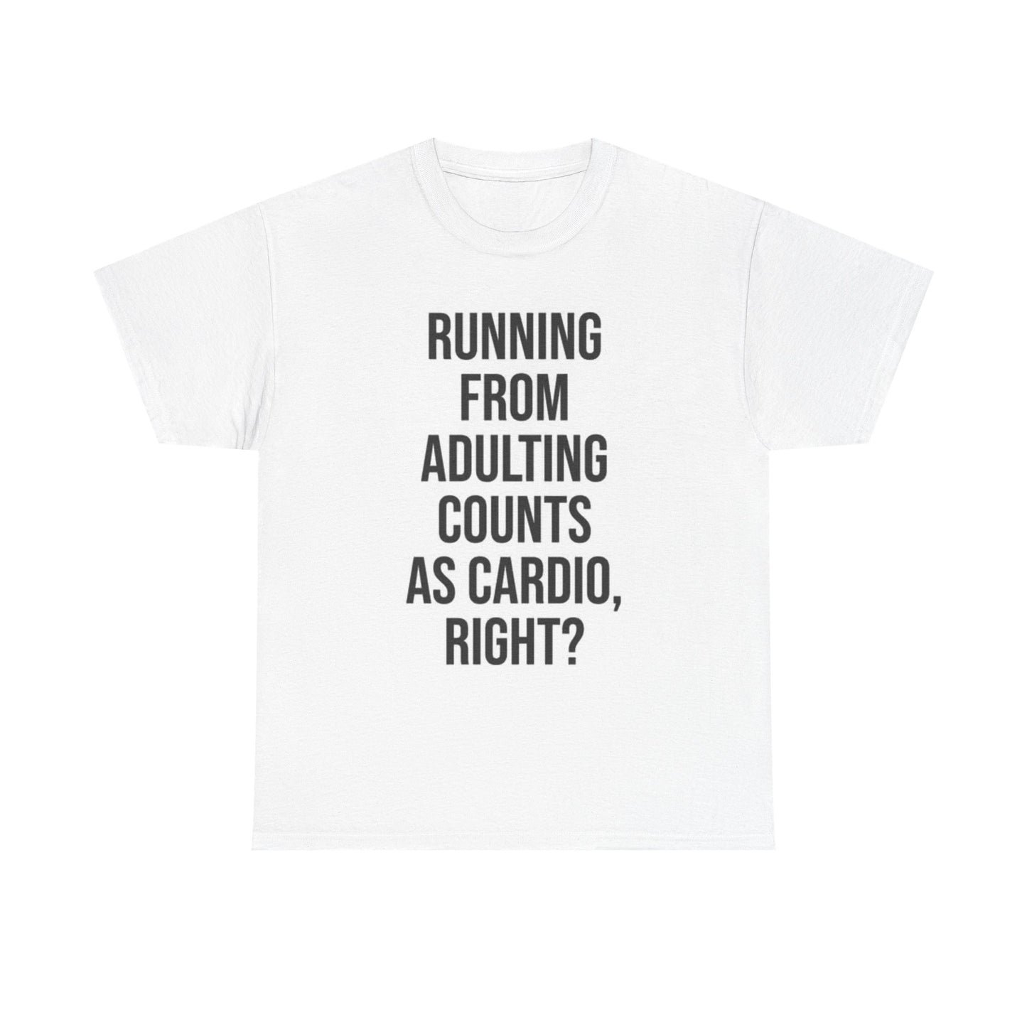 Running From Adulting Graphic T Shirt Funny Gift Unisex Heavy Cotton Tee