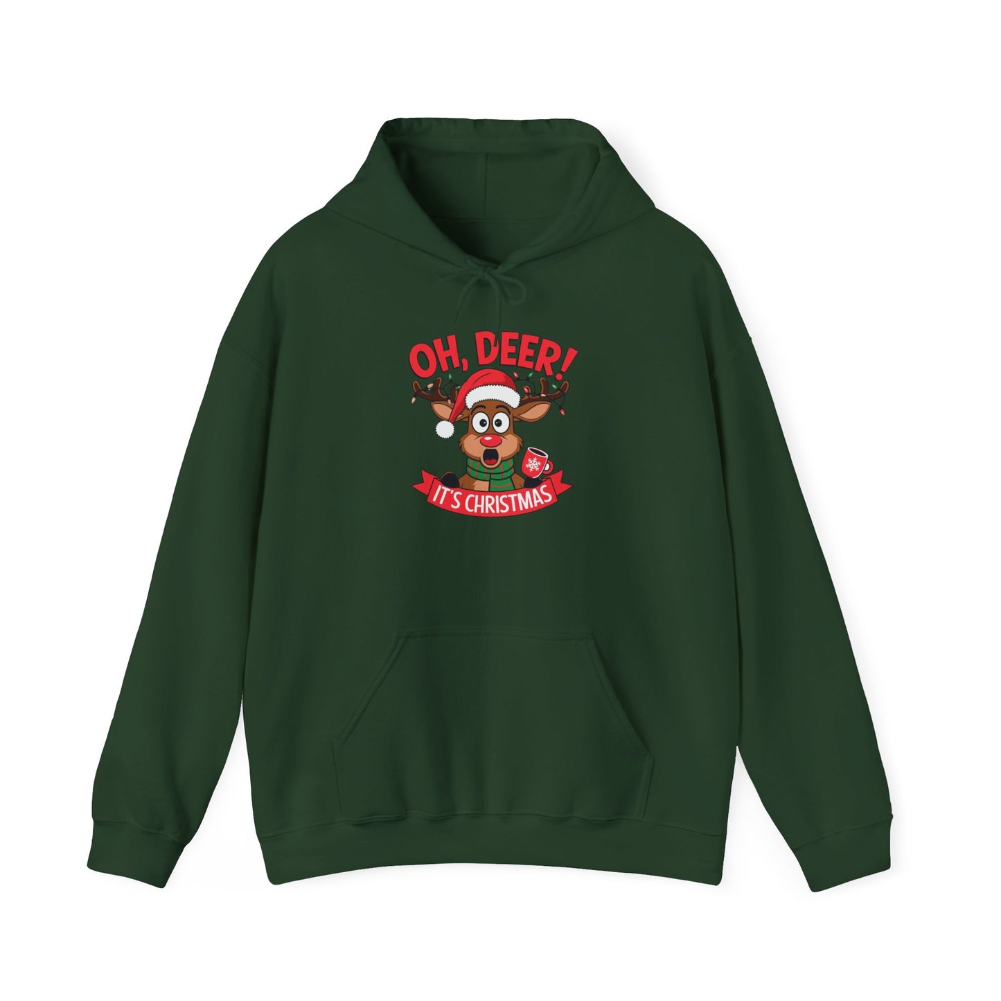 Oh Deer Its Christmas Graphic Hoodie Unisex Heavy Blend™ Hooded Sweatshirt