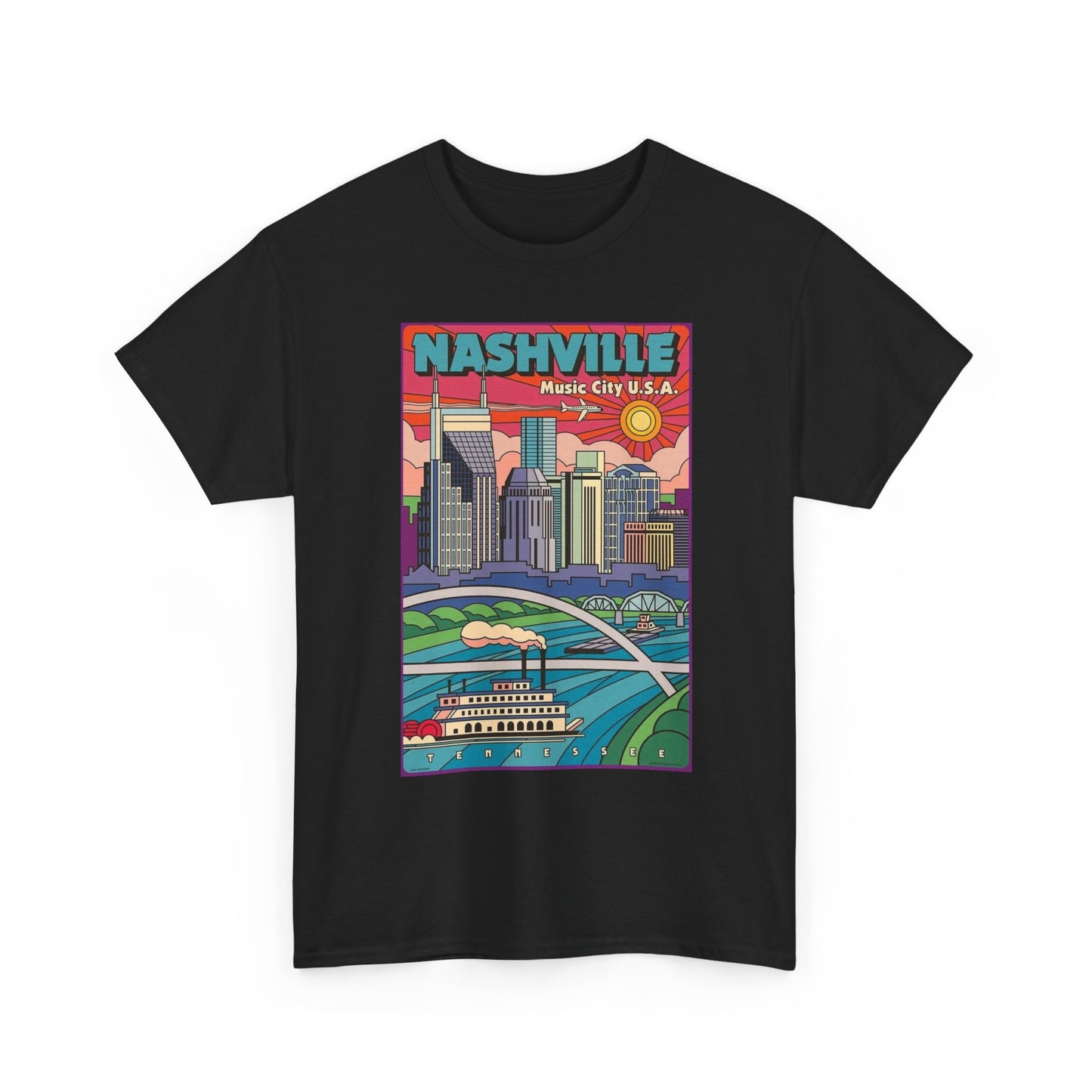 Nashville Graphic T Shirt Retro Tennessee Unisex Heavy Cotton Tee