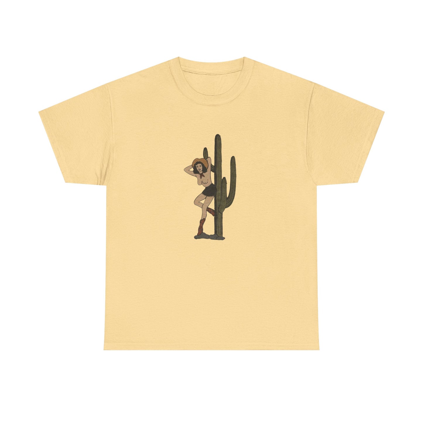 Desert Cowgirl Pinup Graphic T-Shirt Cotton Tee New Gift Vintage