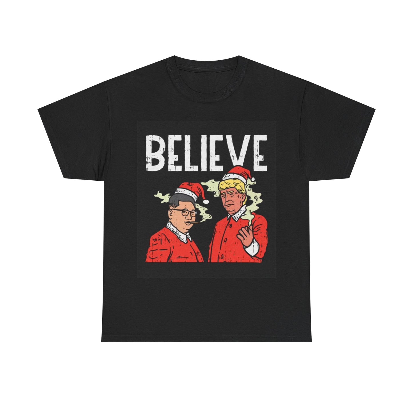 Believe Tshirt Funny Trump Weed and Christmas graphic Unisex Heavy Cotton Tee