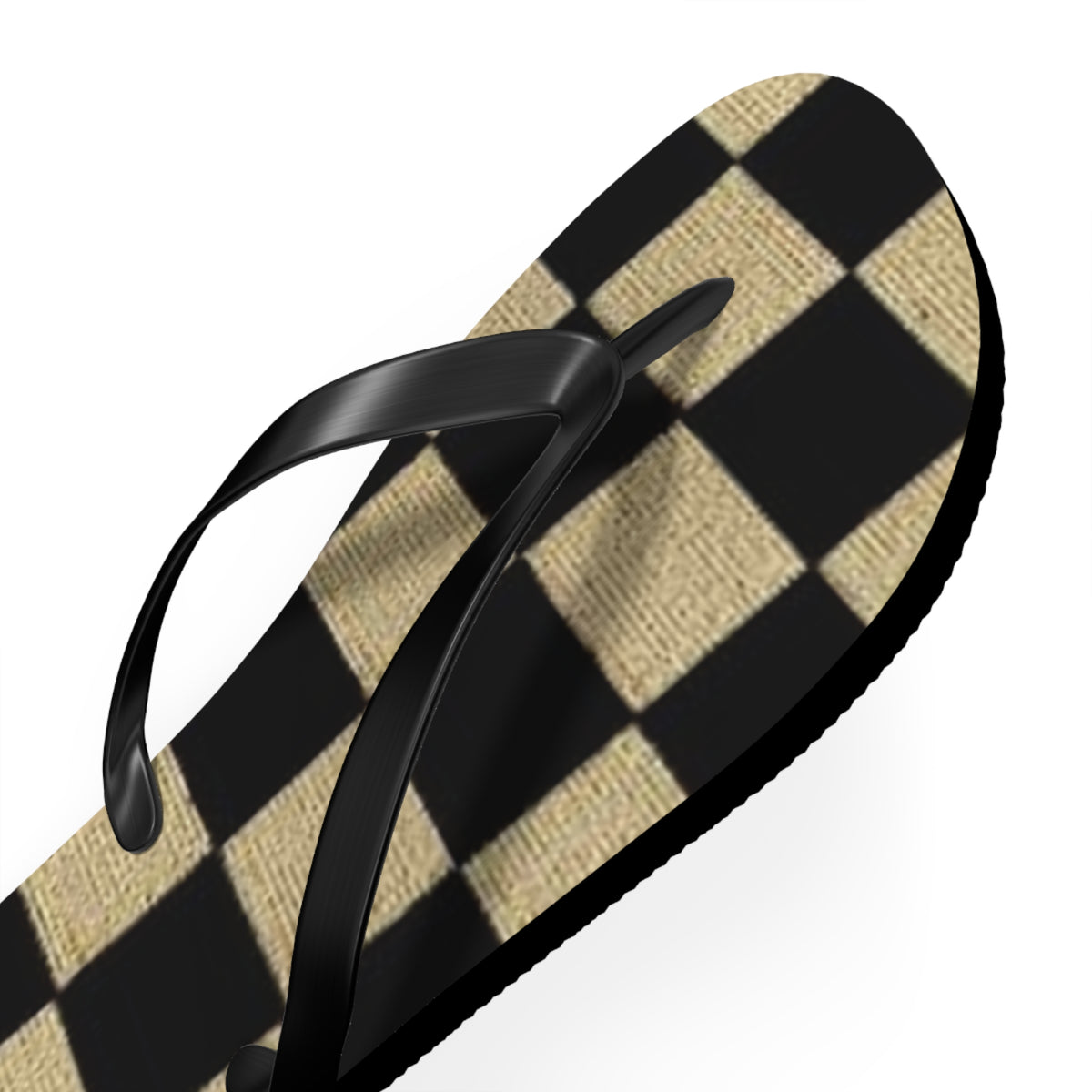 Black And Tan Checkered Beach Sandals, Slides for Summer, Flip Flops