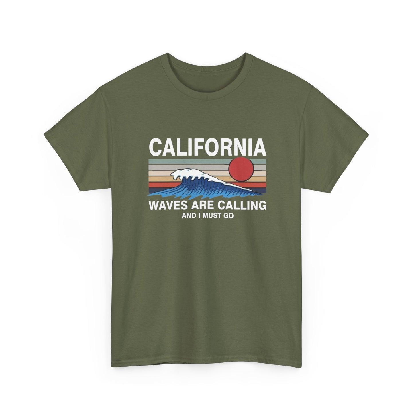 California Waves Are Calling Surfing Graphic T Shirt Unisex Adults NEW