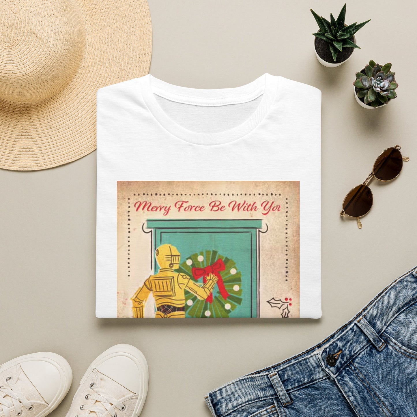 Merry Force Be With You Graphic T Shirt Vintage Star wars Christmas holidays