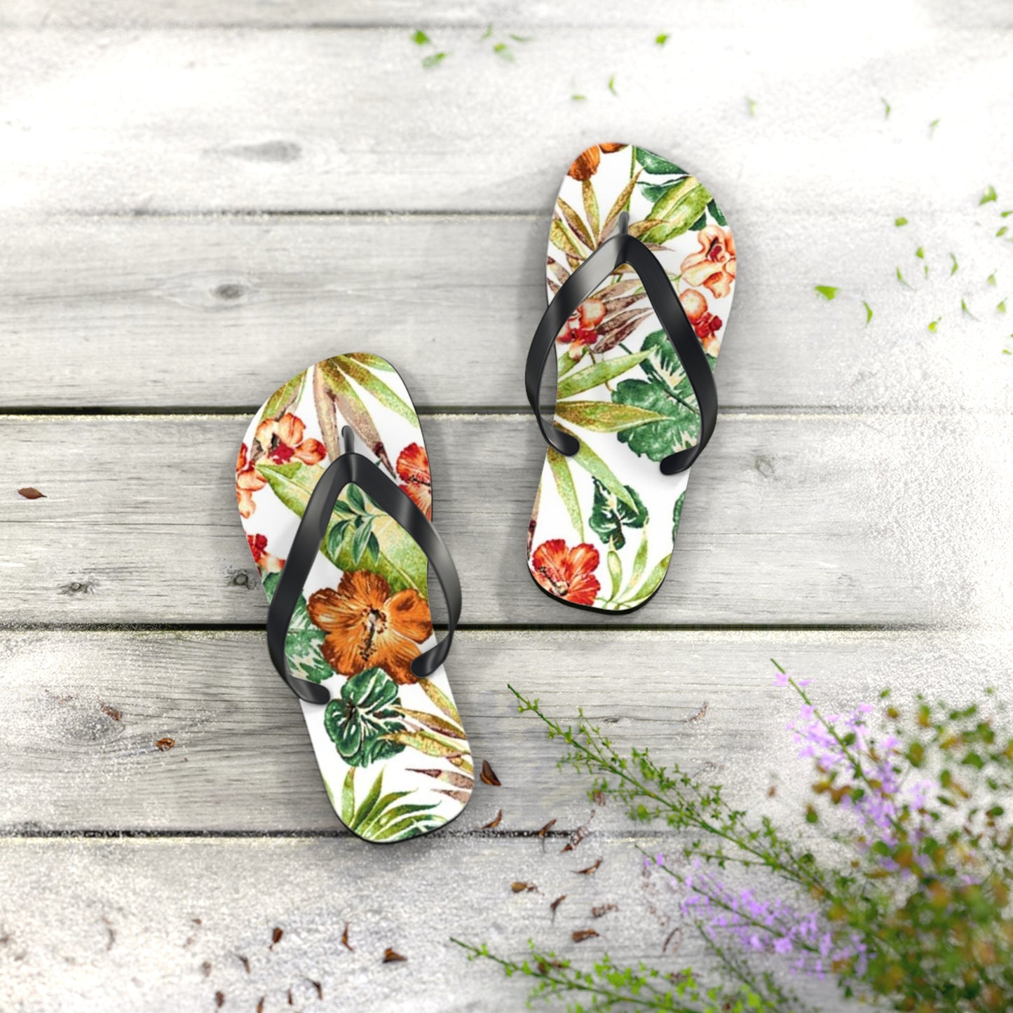 Waves And Sun Sandals Tropical Graphic Summer Flip Flops Slides BRAND NEW