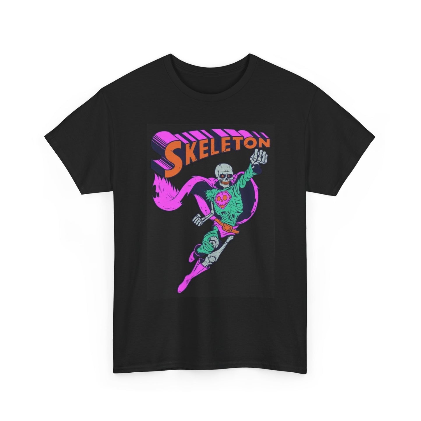Skeleton Man Graphic T Shirt Superhero Cartoon Unisex Heavy Cotton Tee