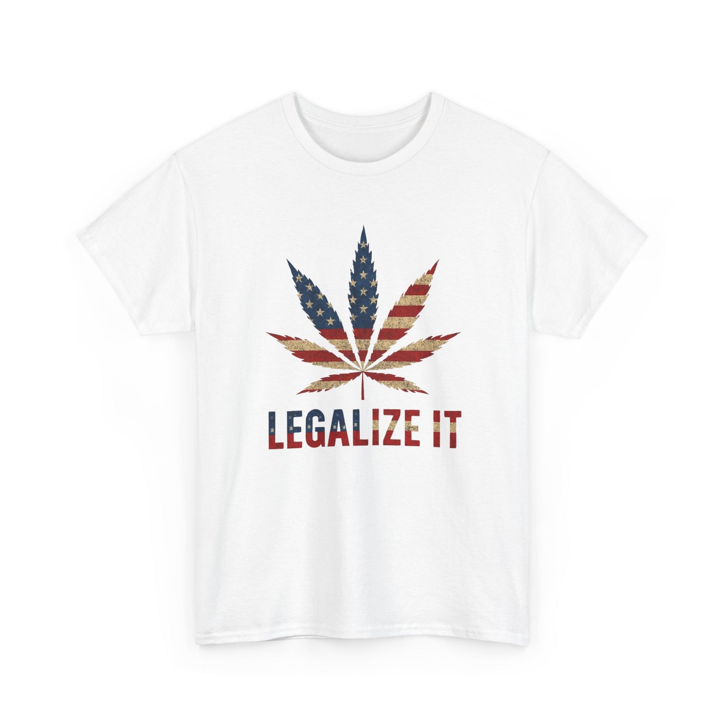 Legalize It American Flag Weed Leaf Graphic T Shirt Unisex Heavy Cotton Tee Gift