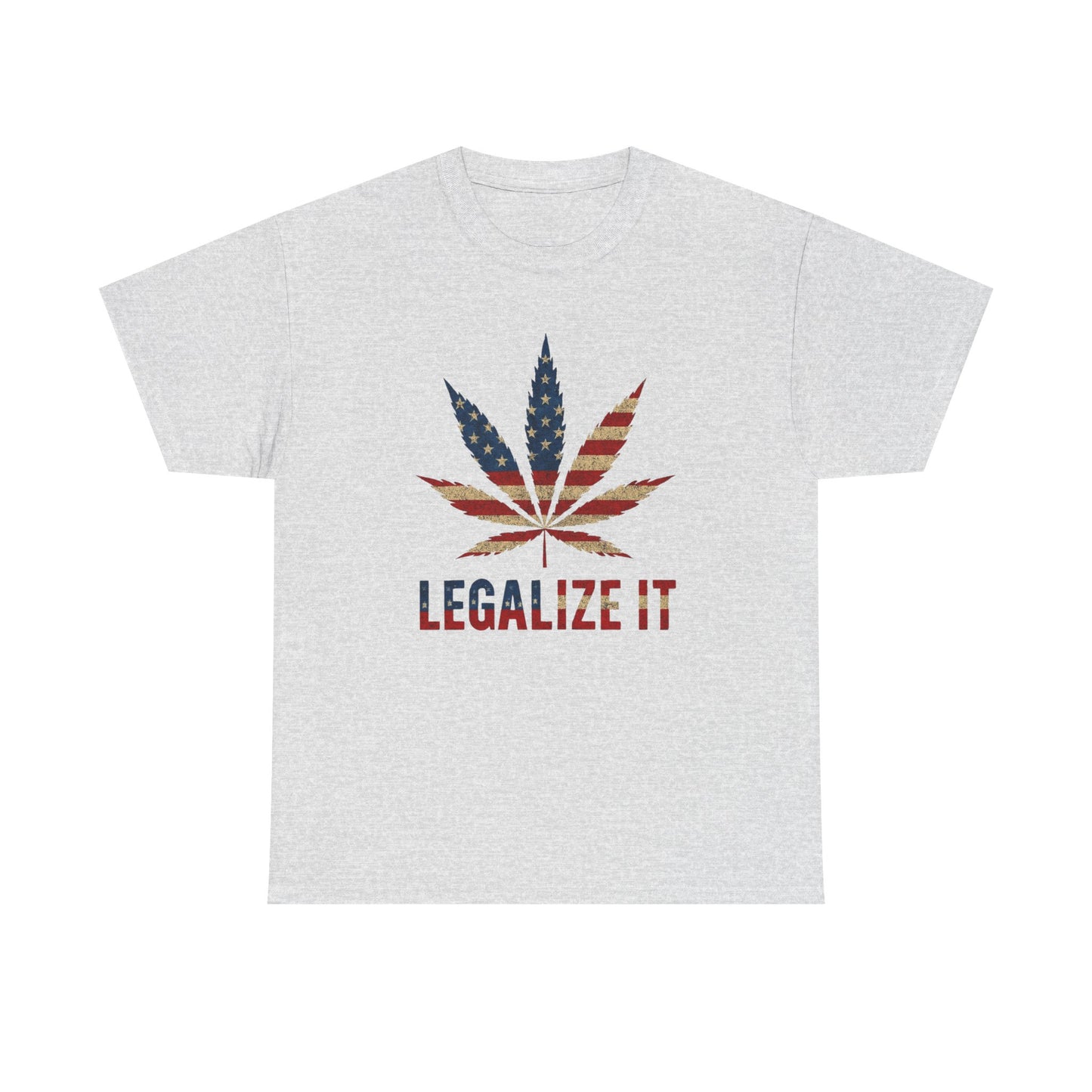 Legalize It American Flag Weed Leaf Graphic T Shirt Unisex Heavy Cotton Tee Gift