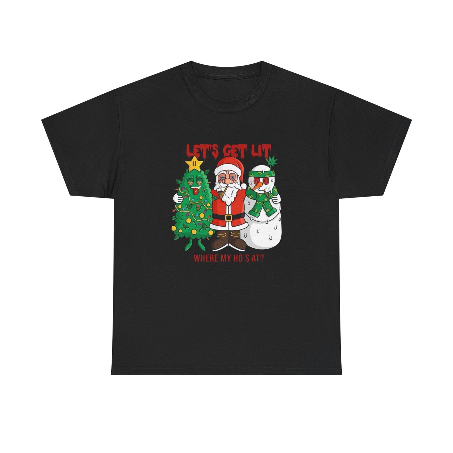 Lets Get Lit This Christmas Graphic T Shirt NEW GIFT Unisex Heavy Cotton Tee