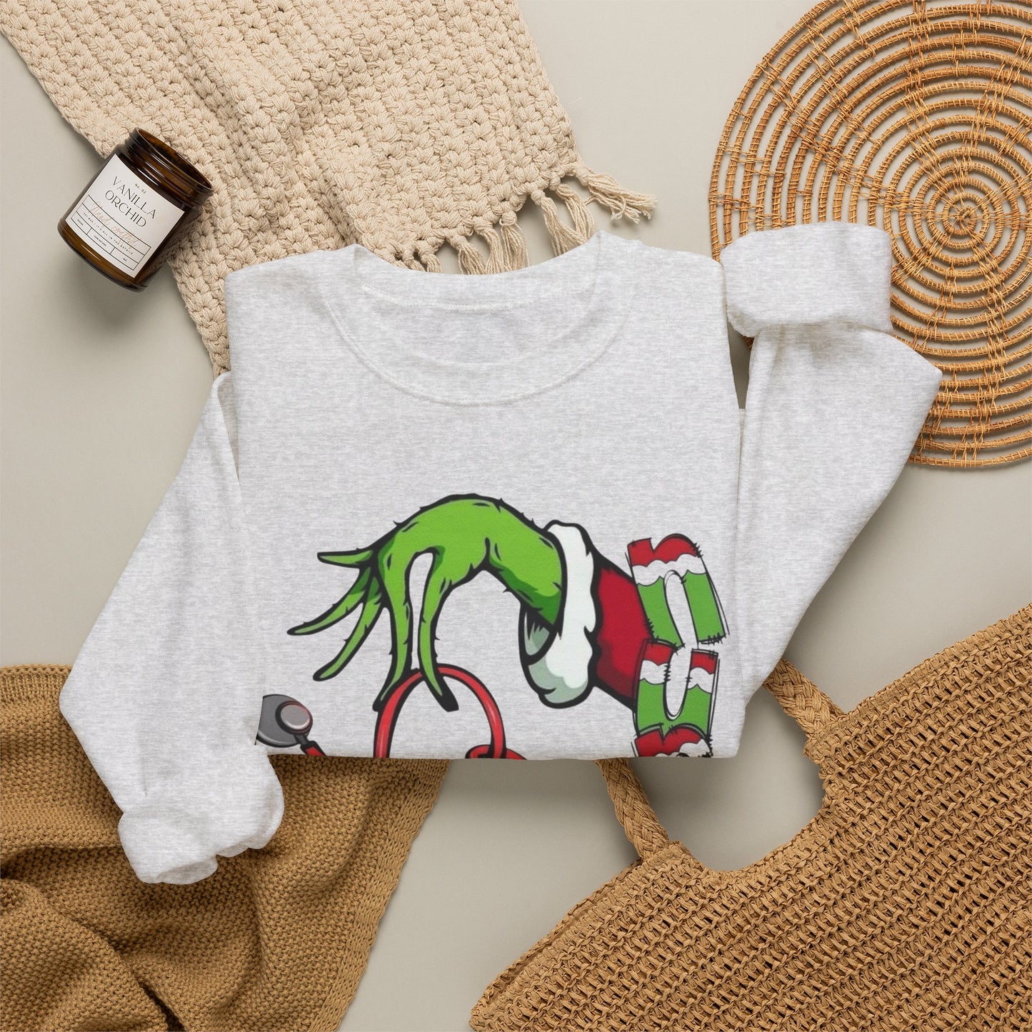 The Grinch Nurse Graphic Sweater NEW Unisex Heavy Blend™ Crewneck Sweatshirt