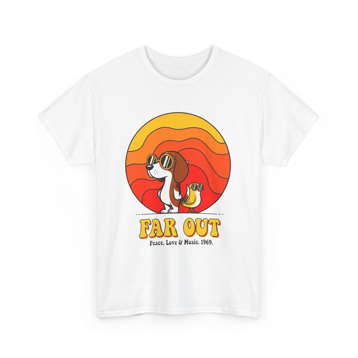 Woodstock 1969 Vintage Far Out Graphic T Shirt Unisex Heavy Cotton Tee