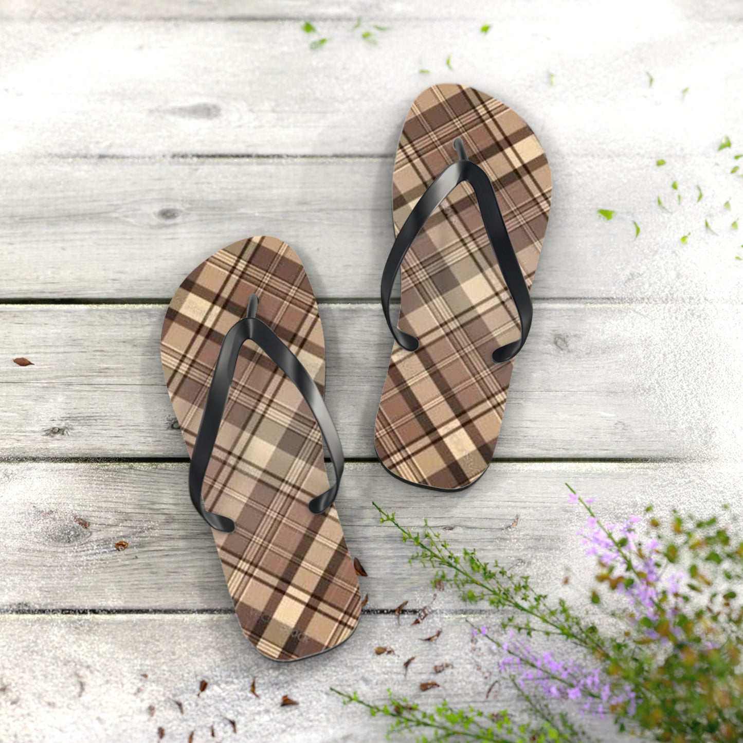 Brown Stripe Sandals, Beach Shoes, Vacation Flip Flops, Pool Slides