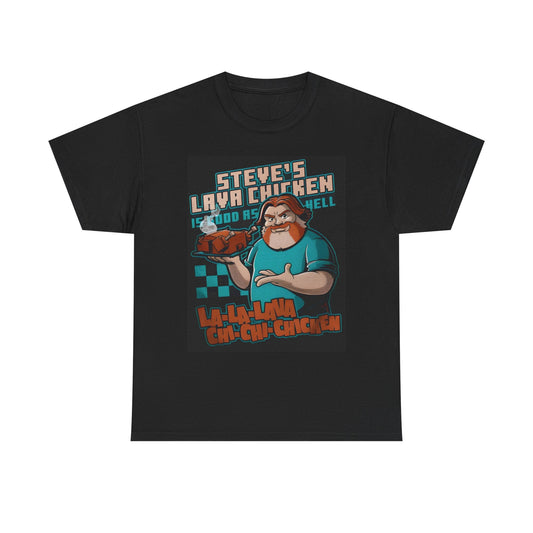 Steve's lava Chicken Graphic T Shirt Retro Character Unisex Heavy Cotton Tee