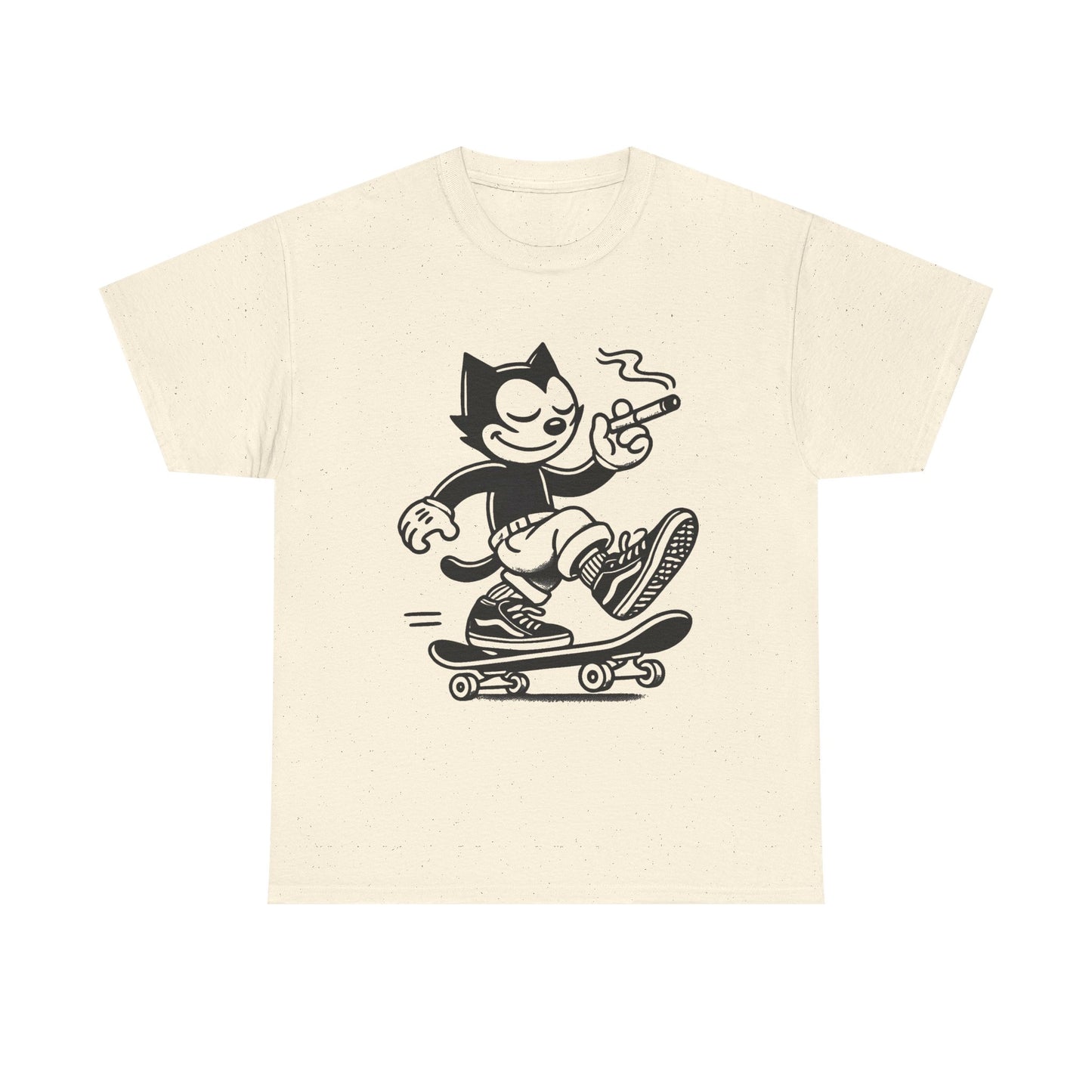 Cat Skateboarding Retro Graphic T Shirt NEW Vintage Unisex Heavy Cotton Tee