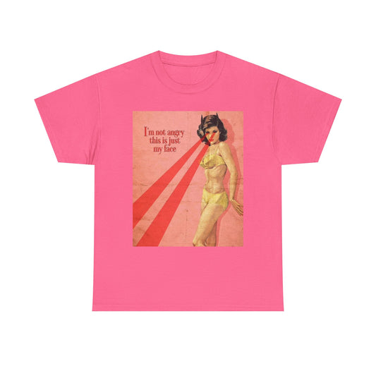 I'm Not Angry Vintage Graphic T-Shirt Women's Heavy Comfy Cotton Tee