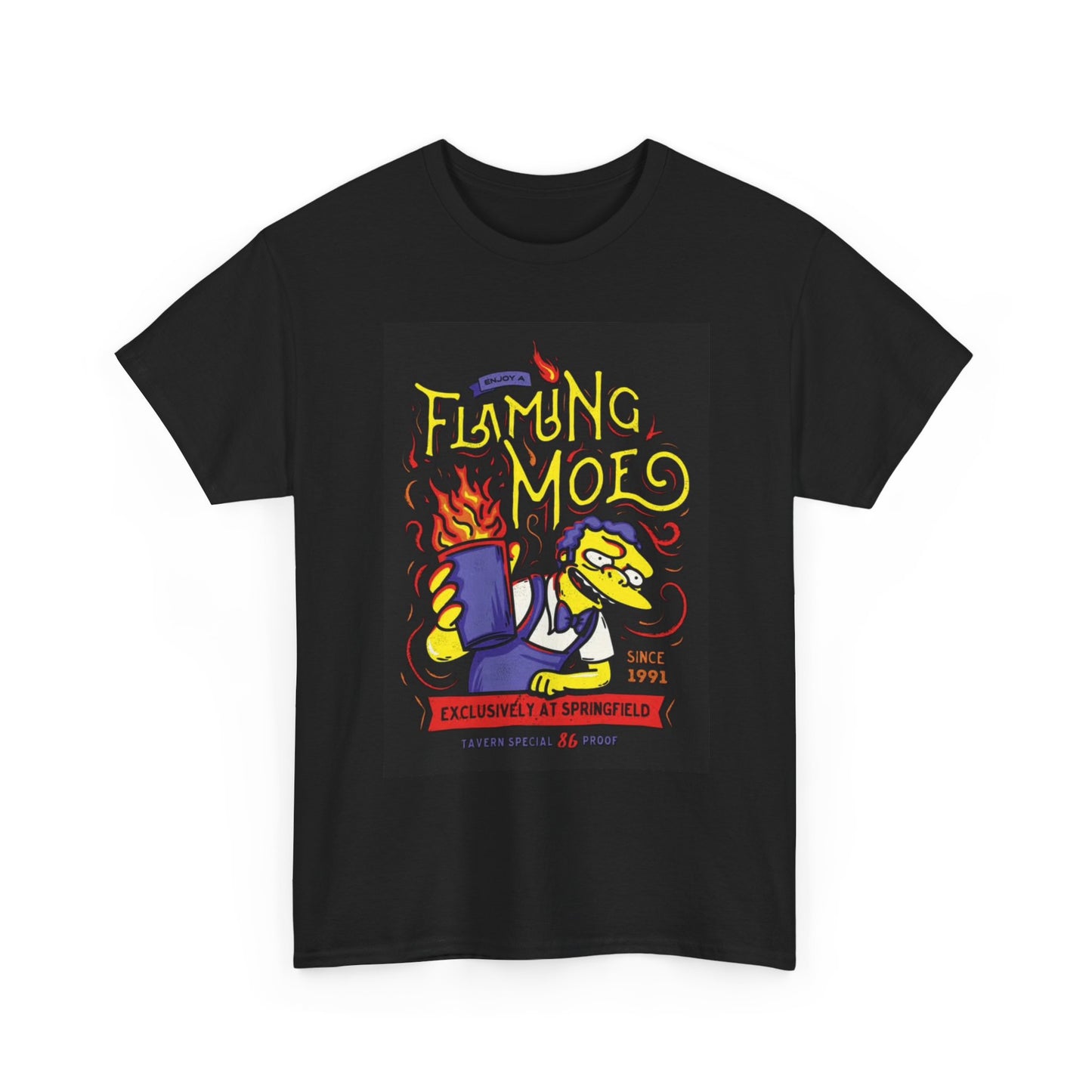 Flaming Moes The Simpsons Graphic T Shirt Funny Vintage Unisex Heavy Cotton Tee