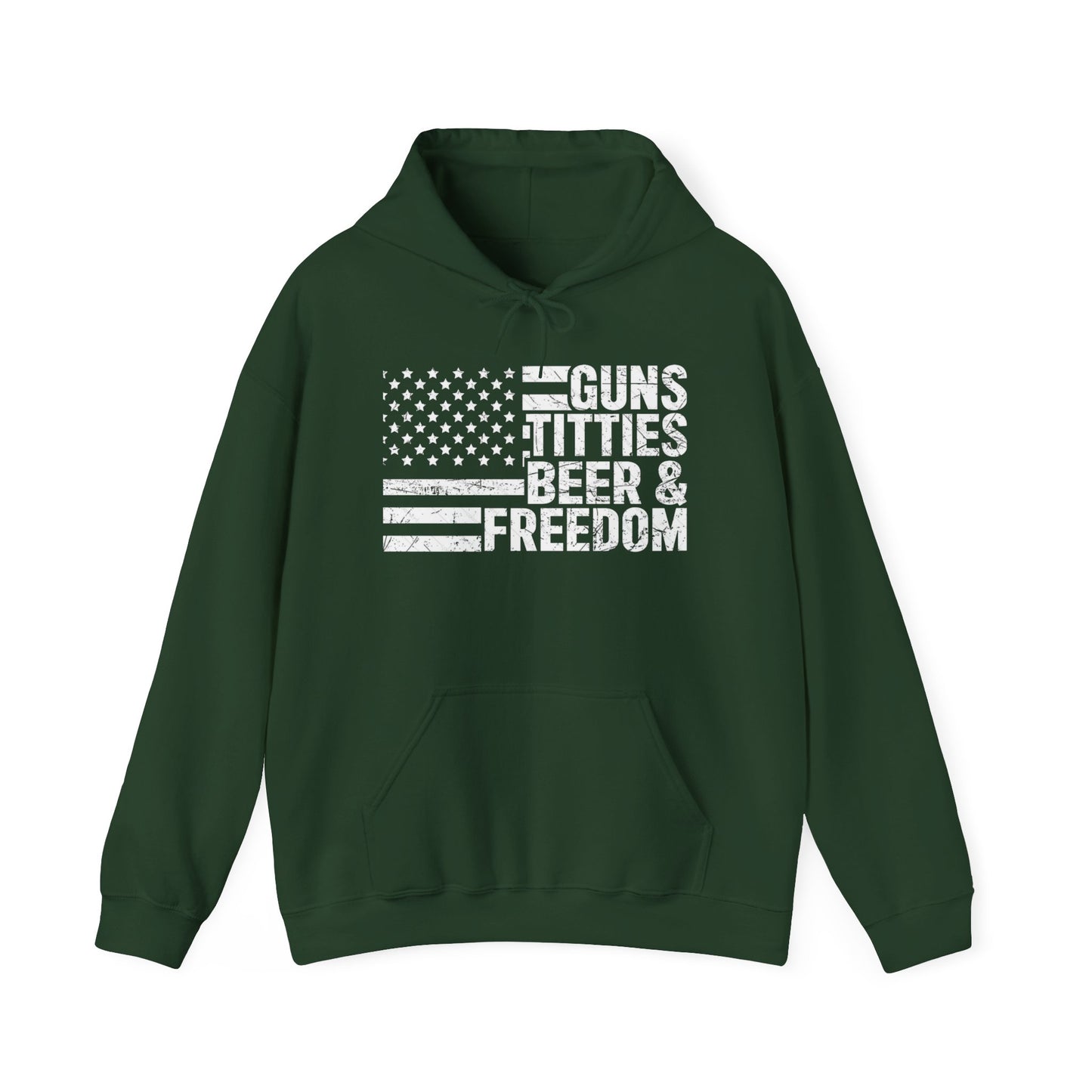 Guns Beer Freedom Women Flag Graphic Hoodie Heavy Blend Sweatshirt NEW