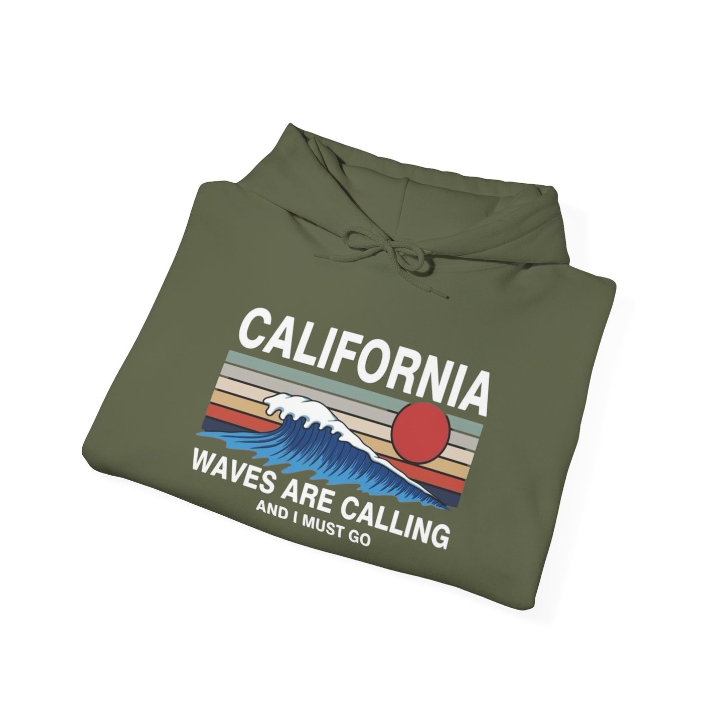 California Waves Are Calling Graphic Hoodie Heavy Blend Sweatshirt NEW
