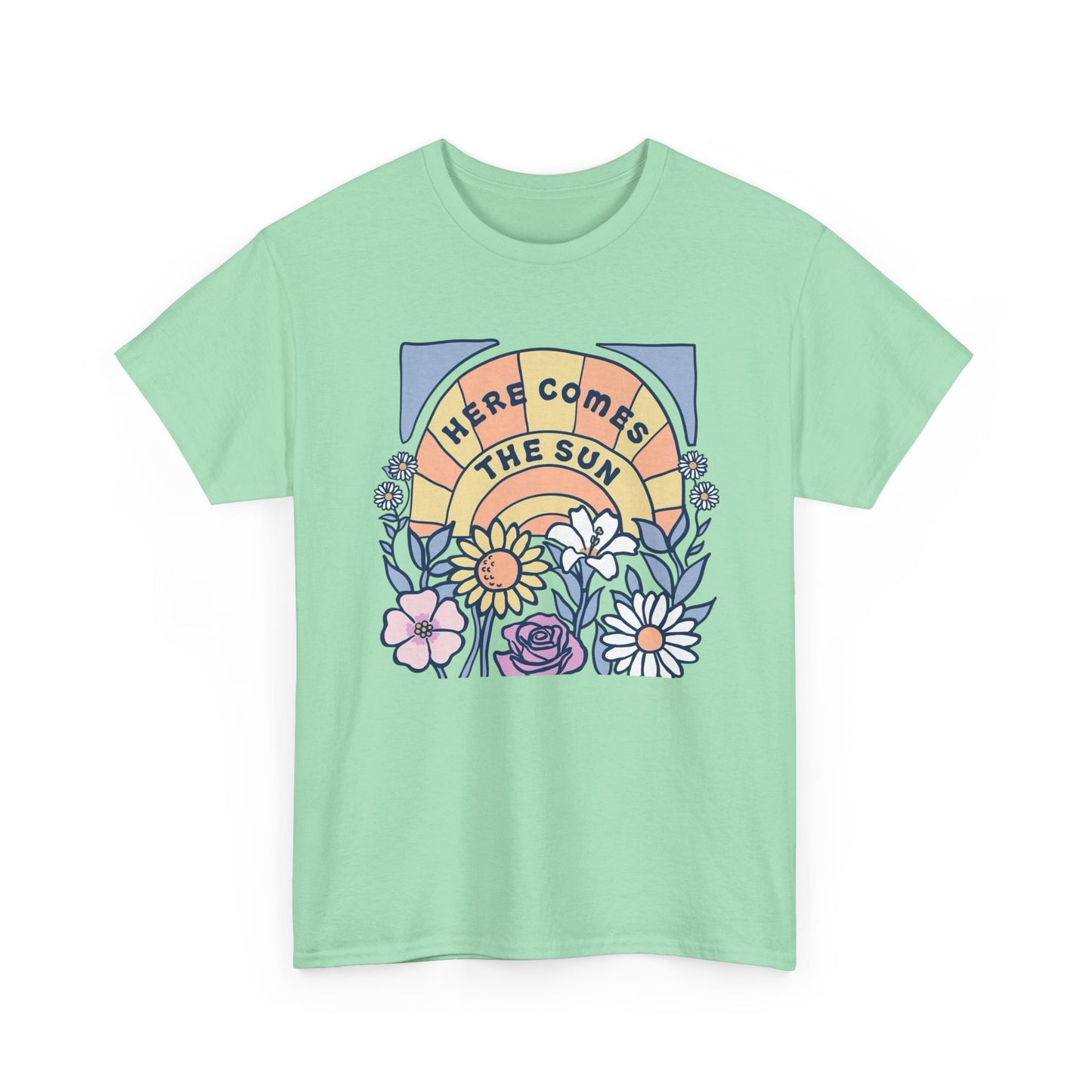 Here Comes The Sun Graphic T Shirt NEW Adult Unisex Heavy Cotton Tee