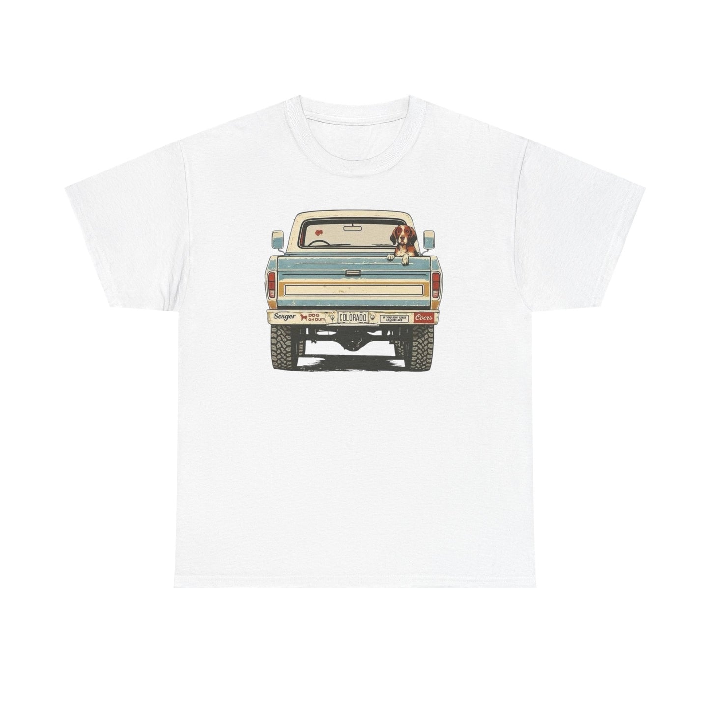 Mans Best Friend In Pickup Truck USA Graphic T Shirt NEW Unisex Heavy Cotton Tee