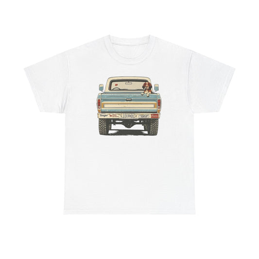 Mans Best Friend In Pickup Truck USA Graphic T Shirt NEW Unisex Heavy Cotton Tee