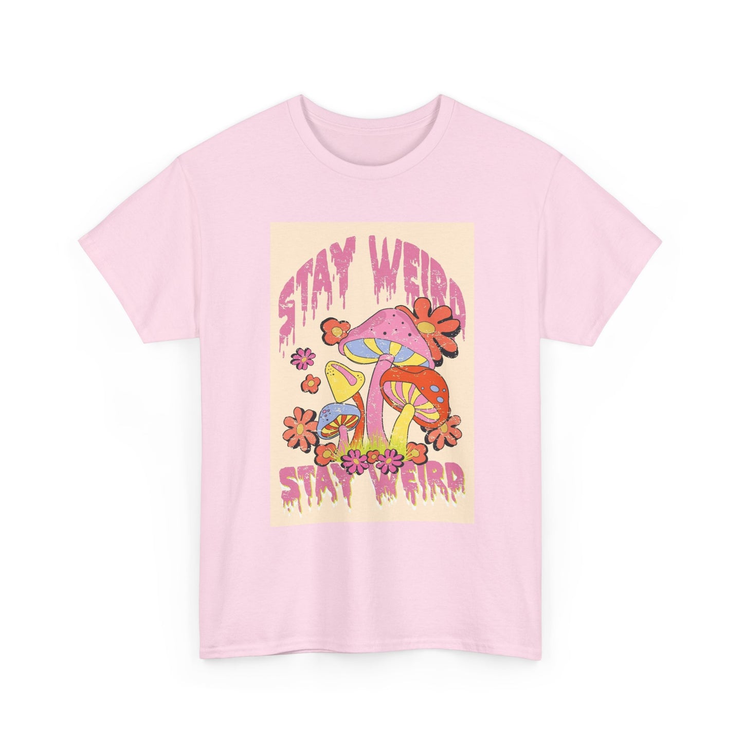 Trippy Mushroom Hunter Tshirt Mystical Graphic Vibe Unisex Heavy Stay Weird
