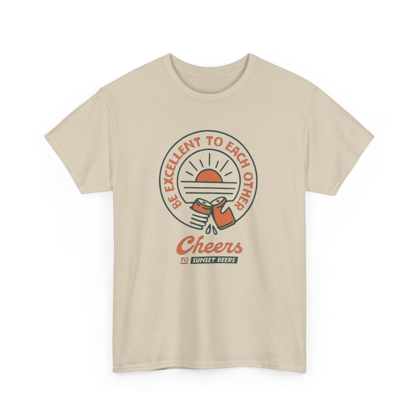 Cheers To Sunset Beers Graphic T Shirt ADULT NEW