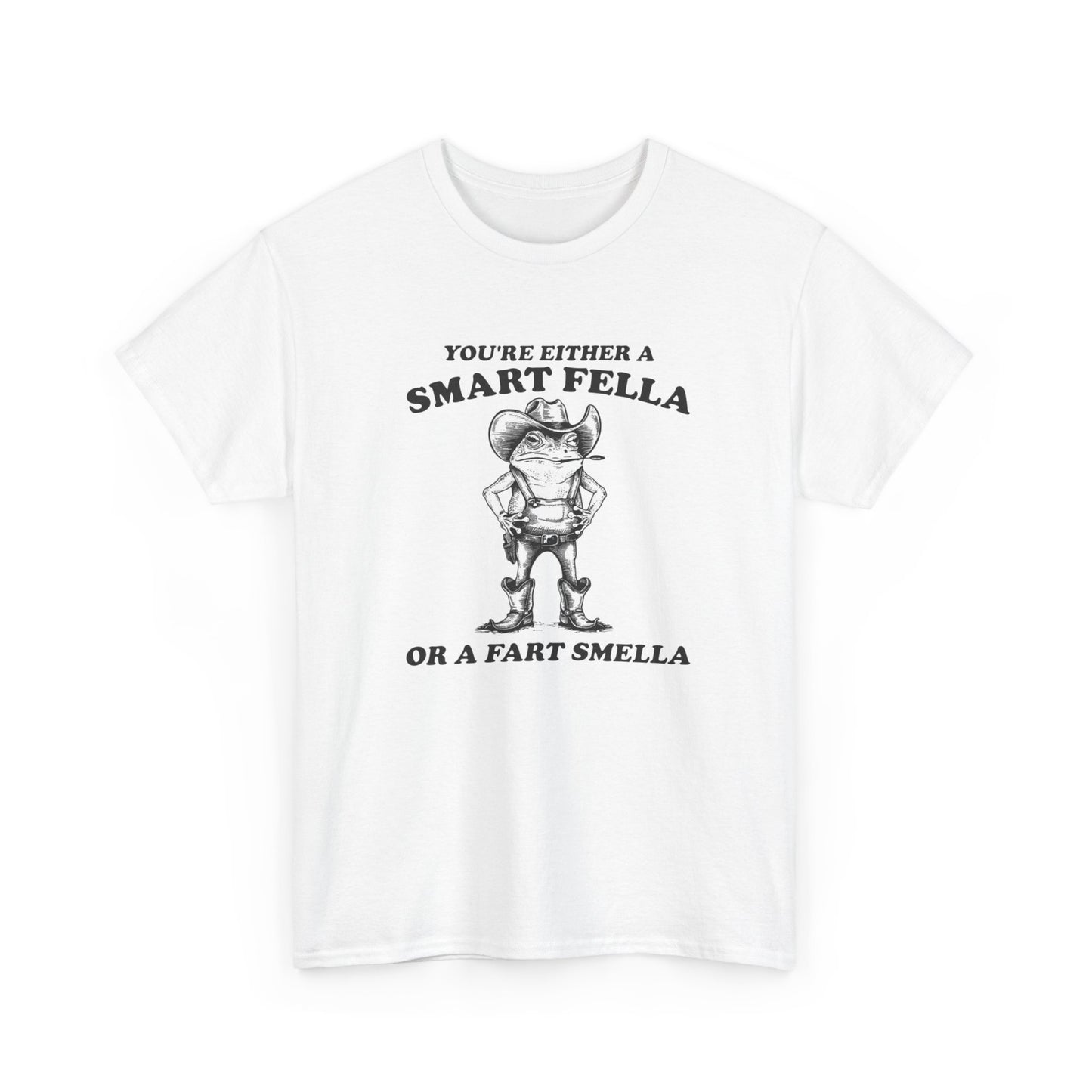 Smart Fella Or Fart Smella Funny Graphic T Shirt Unisex Heavy Cotton Tee