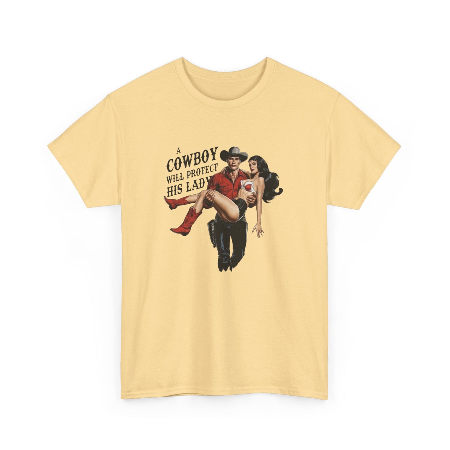A Cowboy Will Save This Lady Graphic T-Shirt Women's Heavy Comfy Cotton Tee