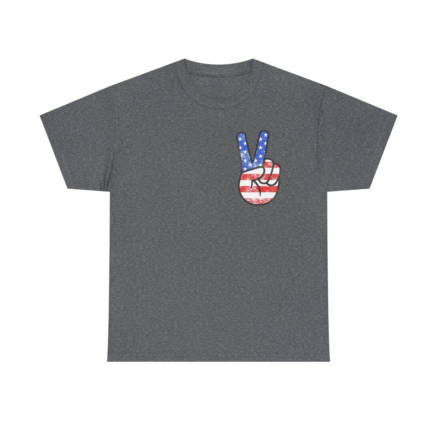 American Flag Peace Sign Retro Graphic T Shirt Adult New Tee