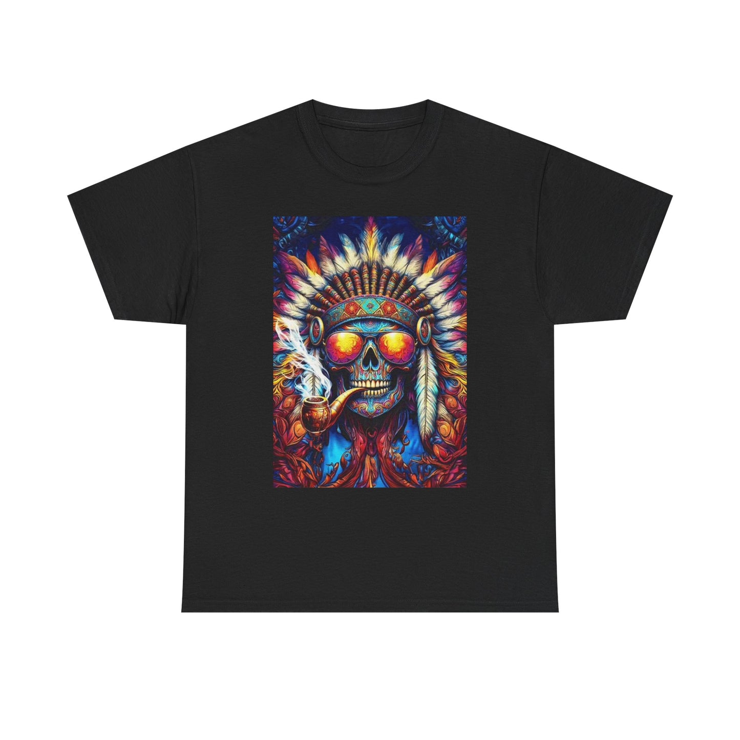 Native American Peace Pipe T Shirt Retro Vintage Unisex Heavy Cotton Tee