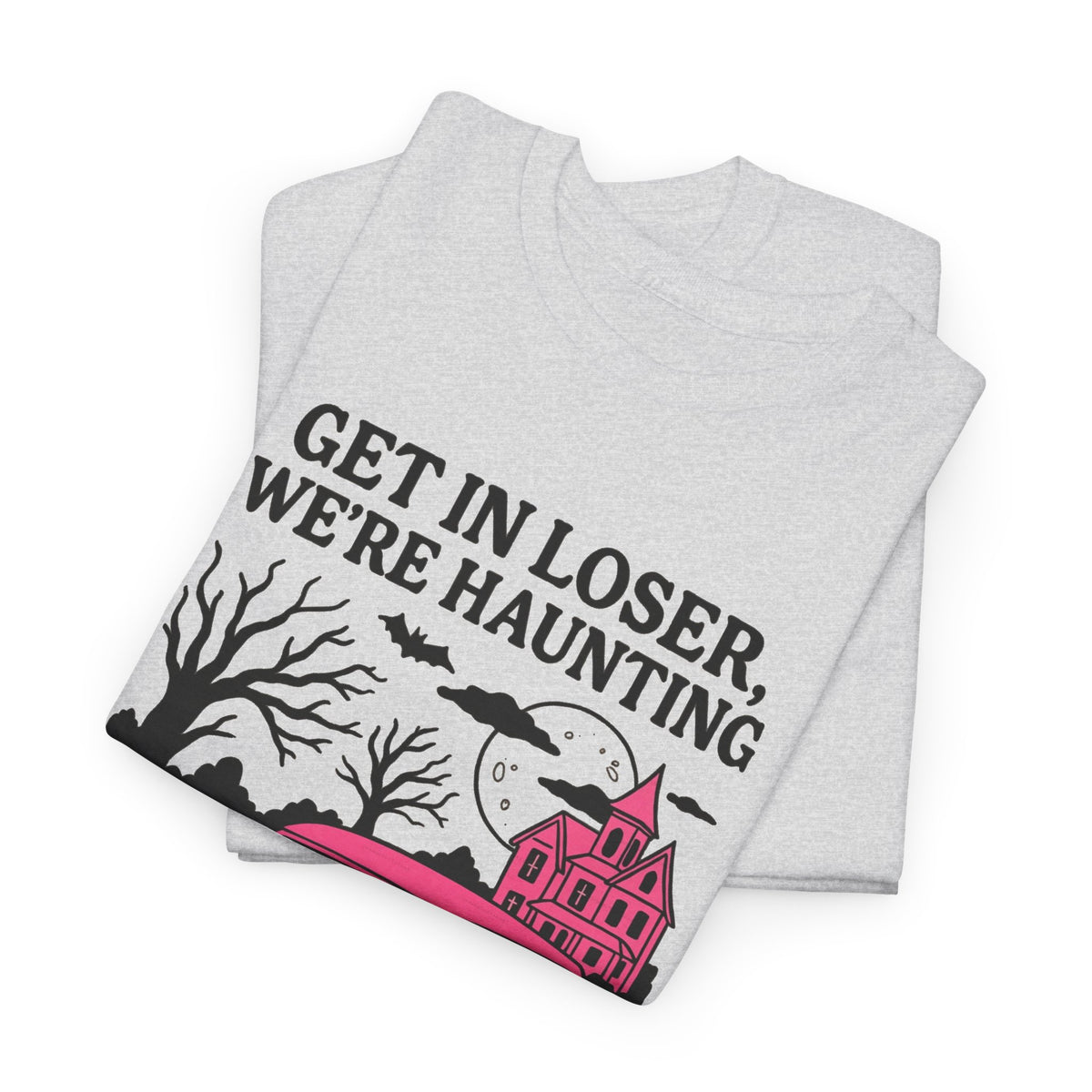 Get in Loser We're Haunting Pink Ghost Car T-Shirt Men's Graphic Tee