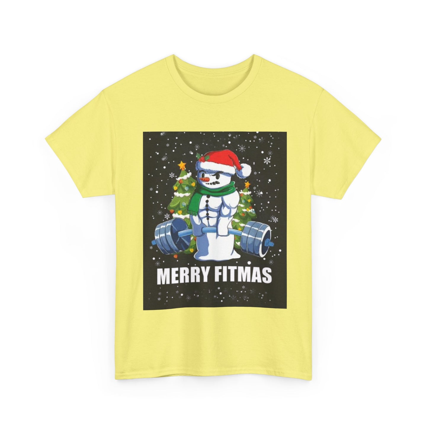 Merry Fitmas Shirt Funny Gym Snowman Christmas Gym Unisex Heavy Cotton Tee