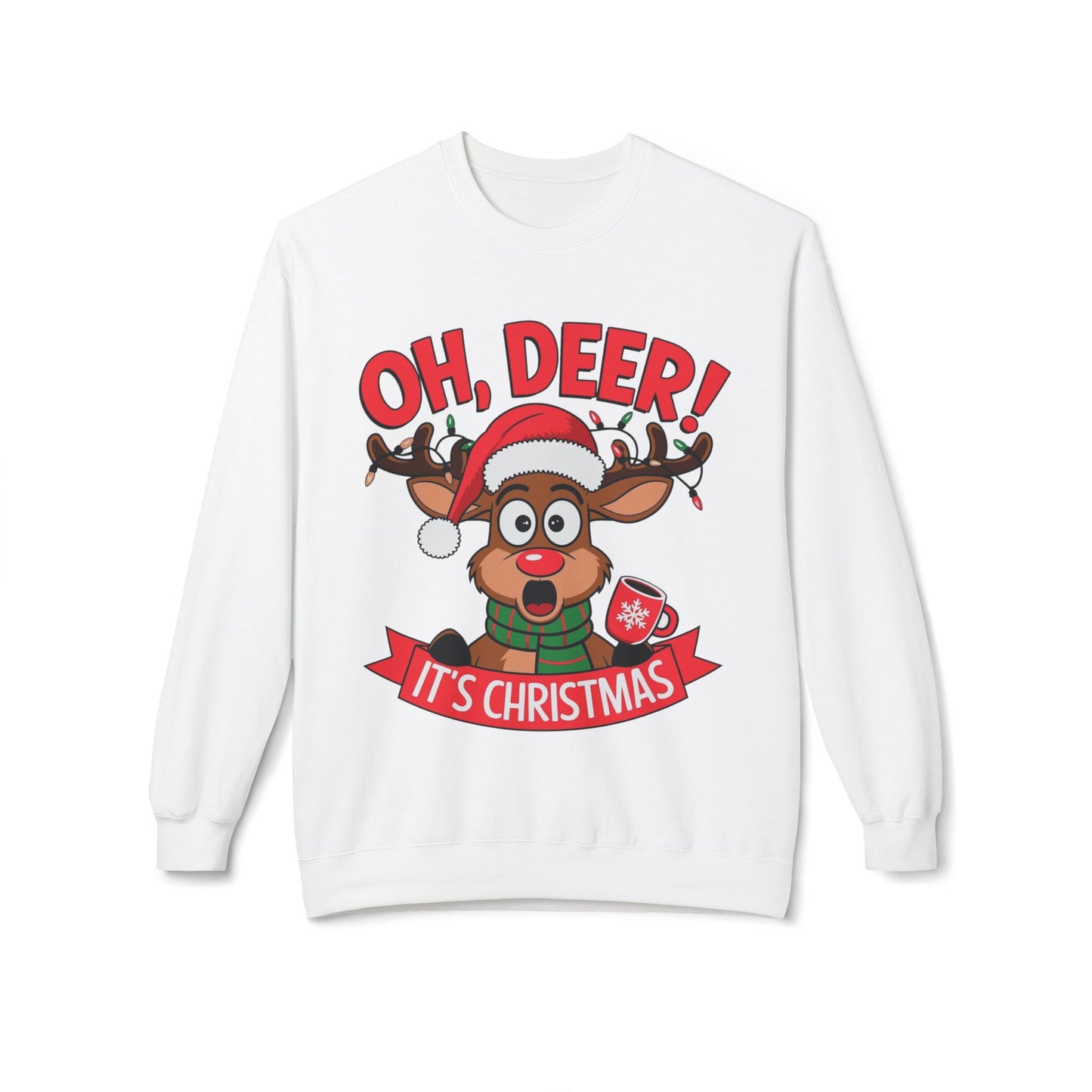 Oh Deer Its Christmas Unisex Midweight Softstyle Fleece Crewneck Sweatshirt