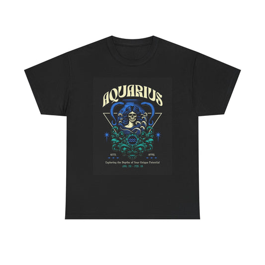 Aquarius Zodiac Astrology Graphic T Shirt Unisex Heavy Cotton Tee