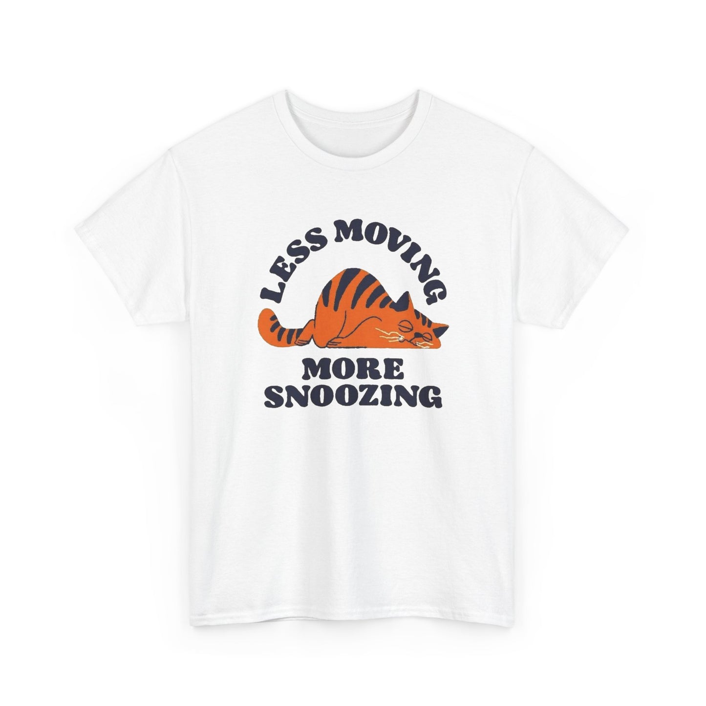 Less Moving More Snoozing Funny Cat Graphic T Shirt Men's Heavy Cotton Tee