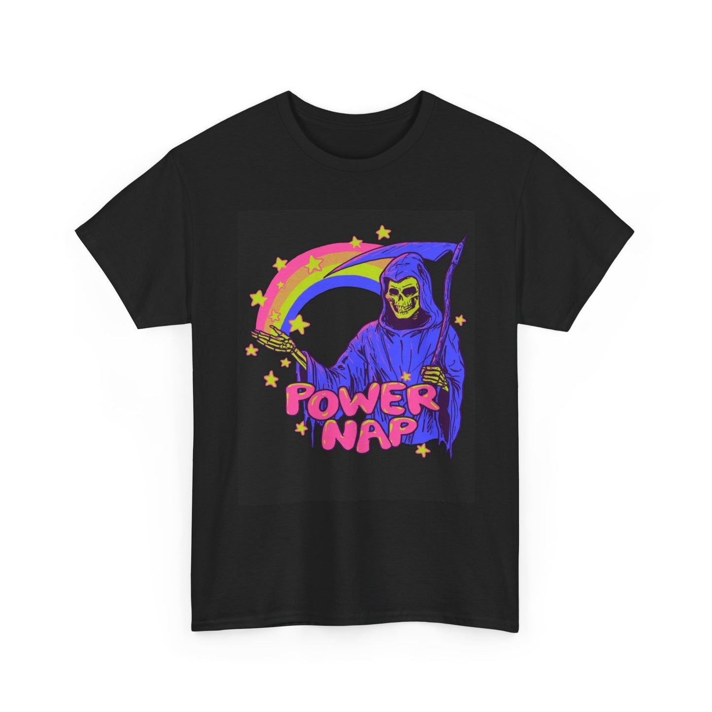 Power Nap Grim Reaper Rainbow Graphic T Shirt Cotton Tee