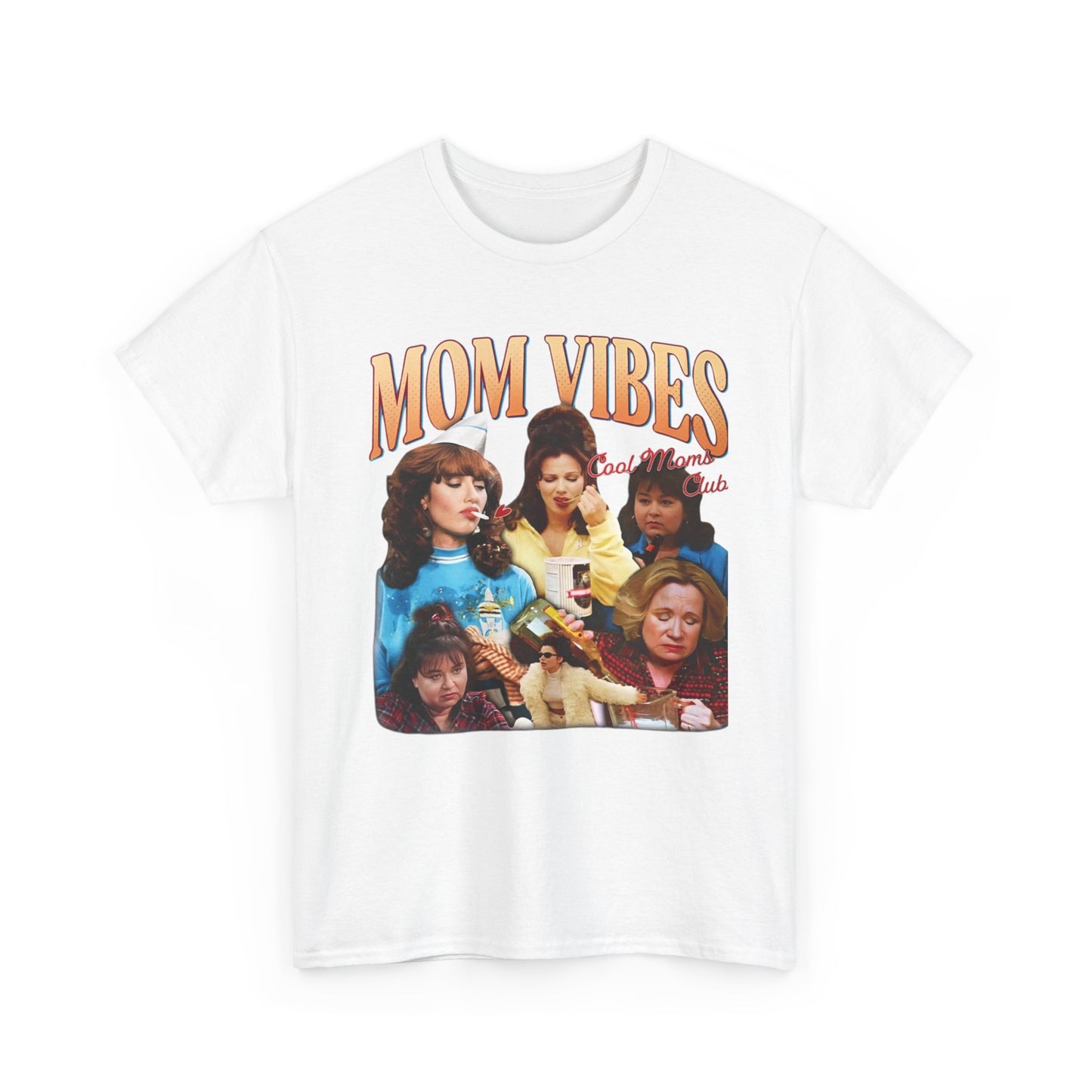 Mom Vibes Retro Graphic T Shirt Vintage Womens Funny 90s Cotton Tee