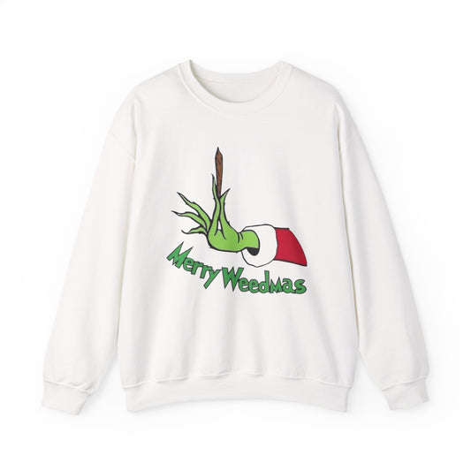 Merry Weedmas The Grinch Funny Sweater NEW Heavy Blend™ Crewneck Sweatshirt