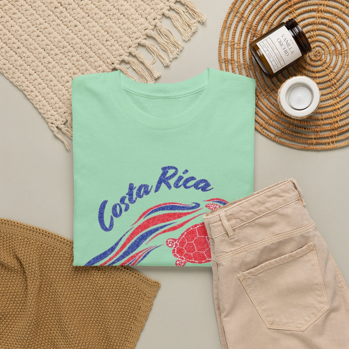 Costa Rica Sea Turtles Graphic T Shirt Vintage Men's Heavy Cotton Tee