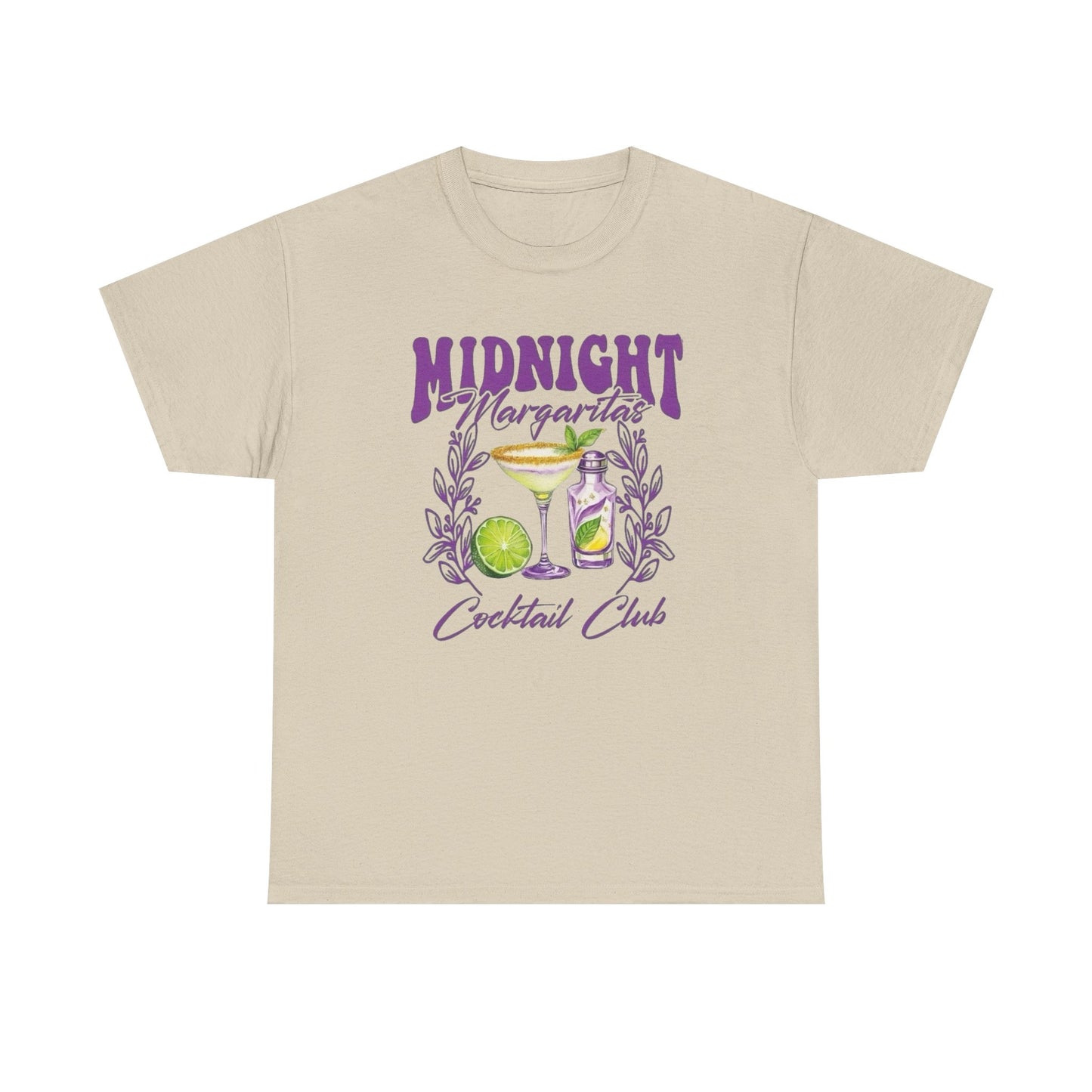 Midnight Margaritas Cocktail Club Graphic T Shirt NEW Unisex Heavy Cotton Tee