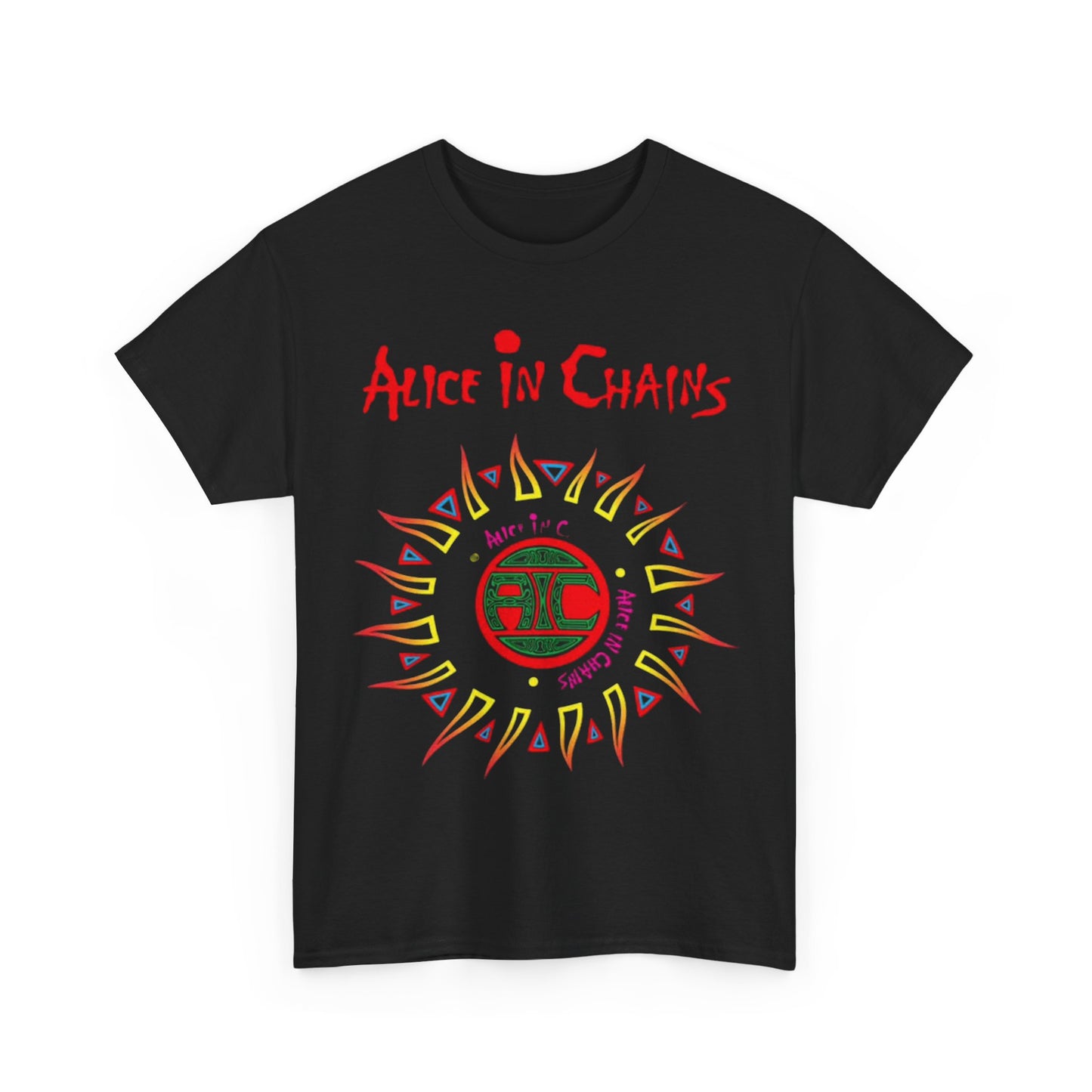 Alice In Chains Tshirt Band rock vintage neon Unisex Heavy Cotton Tee 90s grunge