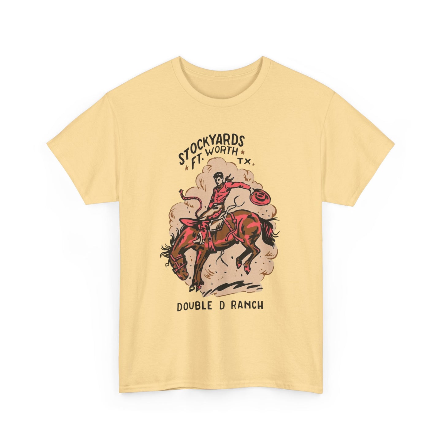 Texas Cowboy Stockyards Vintage Graphic T Shirt Unisex Heavy Cotton Tee