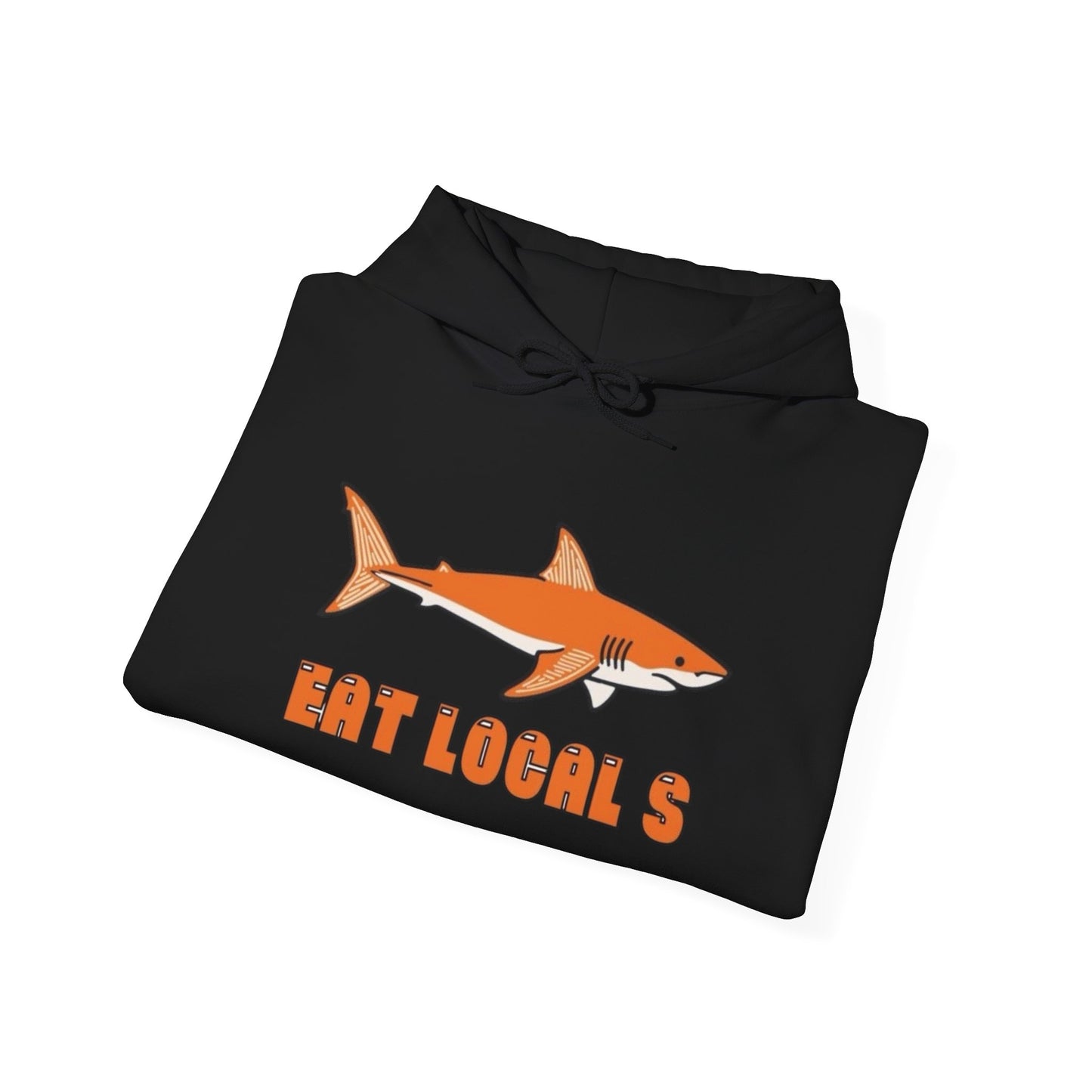 Eat Locals Funny Shark Graphic Hoodie NEW ADULT Heavy Blend™ Hooded Sweatshirt