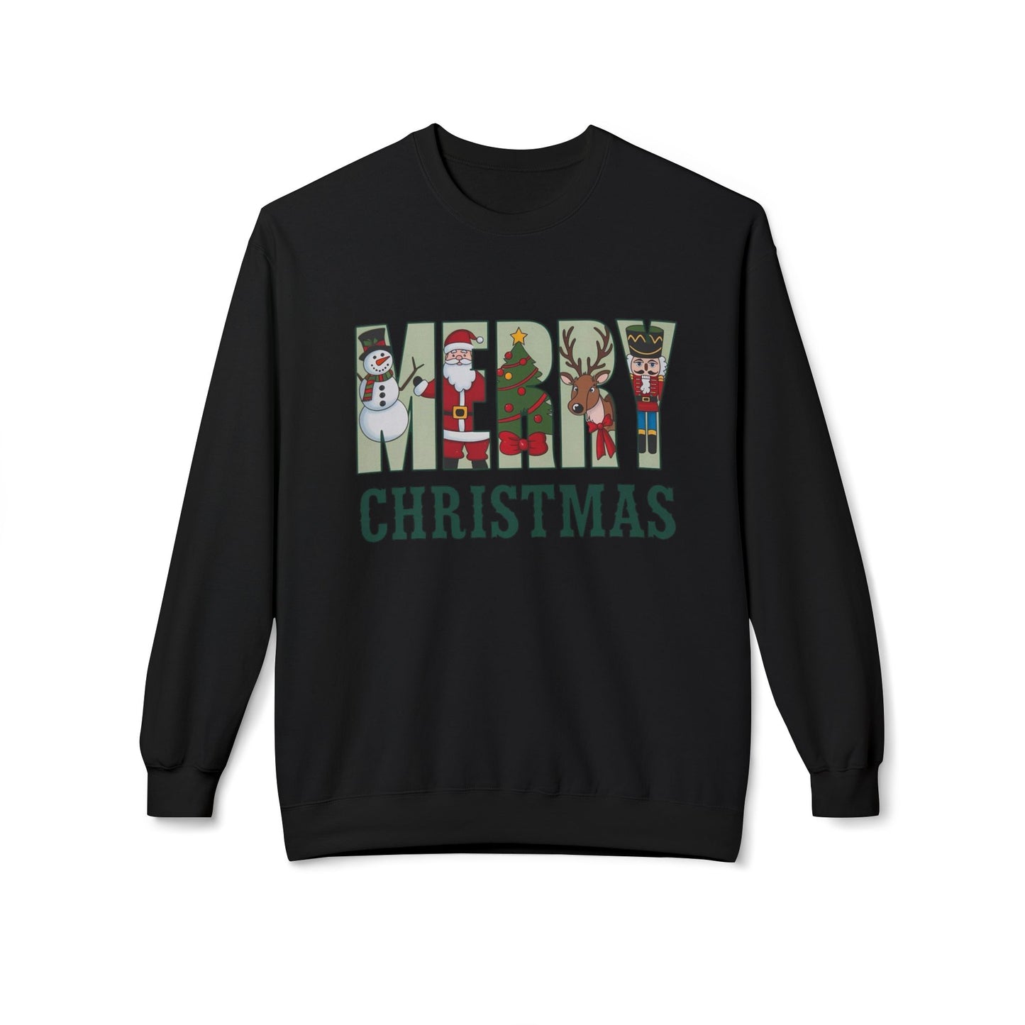 Merry Christmas Snowman Sweater NEW Unisex Fleece Crewneck Sweatshirt