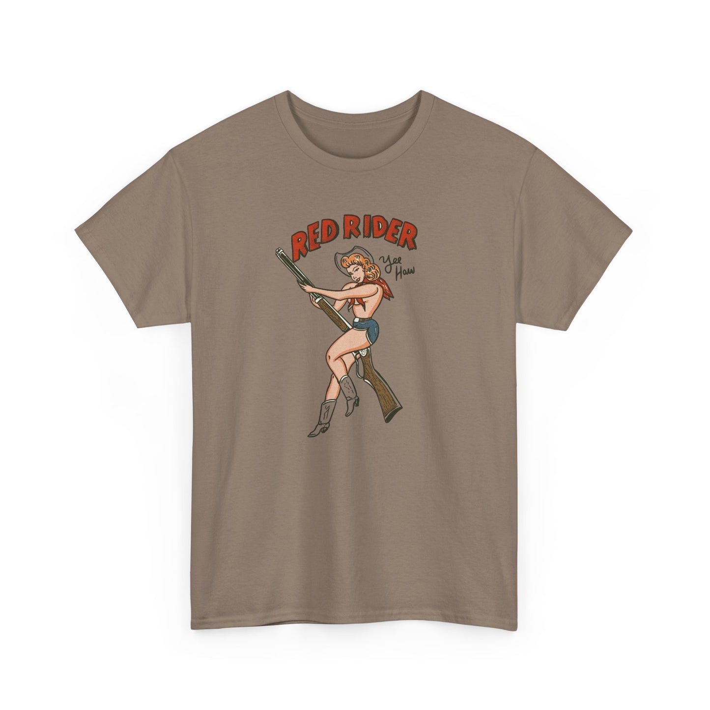Red Rider Cowgirl Graphic T Shirt Unisex Heavy Cotton Tee GIFT NEW